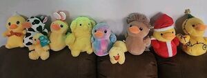 Lot Of 10 stuffed animals, Plushies.Koala, Ducks, Cows, cup. Easter/holiday's